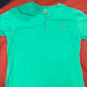Mens Lacoste Size 4 Green Button Short T-shirt